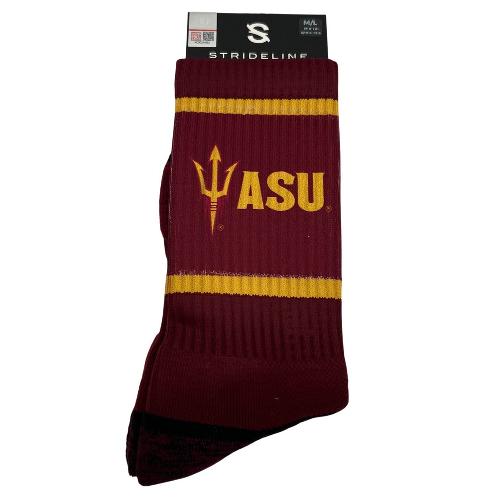 Strideline Arizona State University ASU Sun Devils Premium Crew Socks Maroon M/L